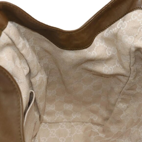 GUCCI Horsebit Shoulder Bag Leather Khaki Auth ep11163 - Picture 10 of 16